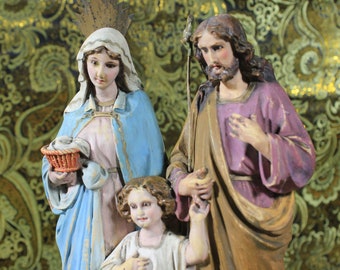 Holy Family Sculpture, Ancient Holy Family, Virgin Mary Sculpture, Child Jesus Sculpture, Saint Joseph Sculpture, Holy Family 3D Statue