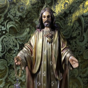 Sacred Heart Jesus Sculpture, Jesus Redeemer Sculpture 39 cm, Polychrome Sacred Heart, Figure of Jesus, Plaster Sculpture Jesus