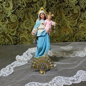 Antique Madonna, Virgin Auxiliadora, Our Lady, Virgin with Baby Jesus, Holy Mary Statue, Madonna Sculpture, Holy Mary Sculpture