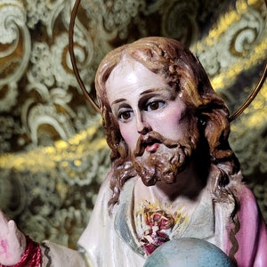 Jesus Statue, Sculpture of Jesus Christ, Ancient Religious Figure, Sacred Heart of Jesus, Christ Sculpture, 1920