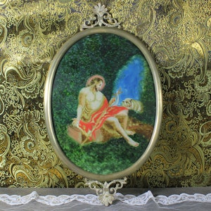 Old Oil on Glass, Painting on Glass, Old Religious Oil, Oil Christ, Jesus Christ, Spanish Painting