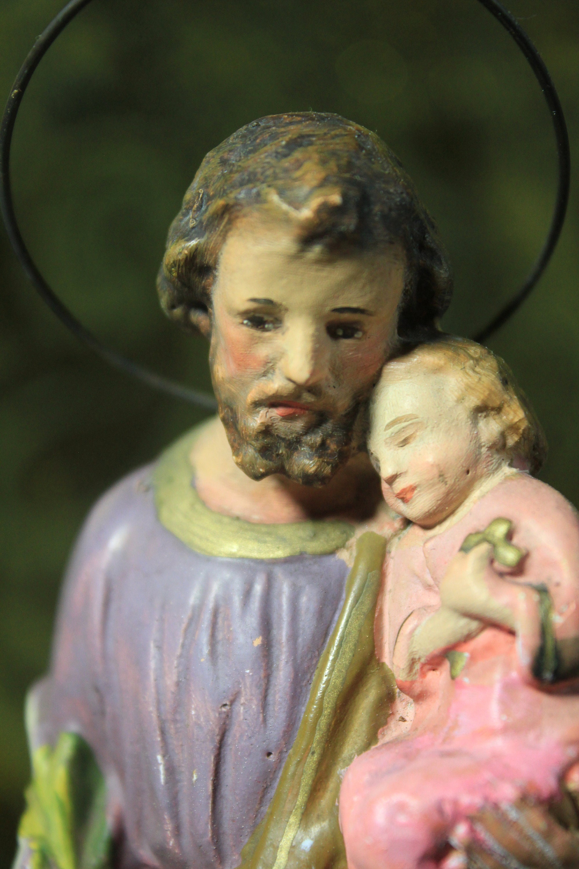 Antique Saint Joseph With Baby Jesus Sculpture Saint Joseph Etsy