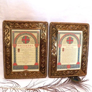 Couple of Sacras, Pair of Frames 19th, Church Frames, Mass Frames, Religious Frames, Wooden Frames, Prayer Tablets, Sacerdos, Initium
