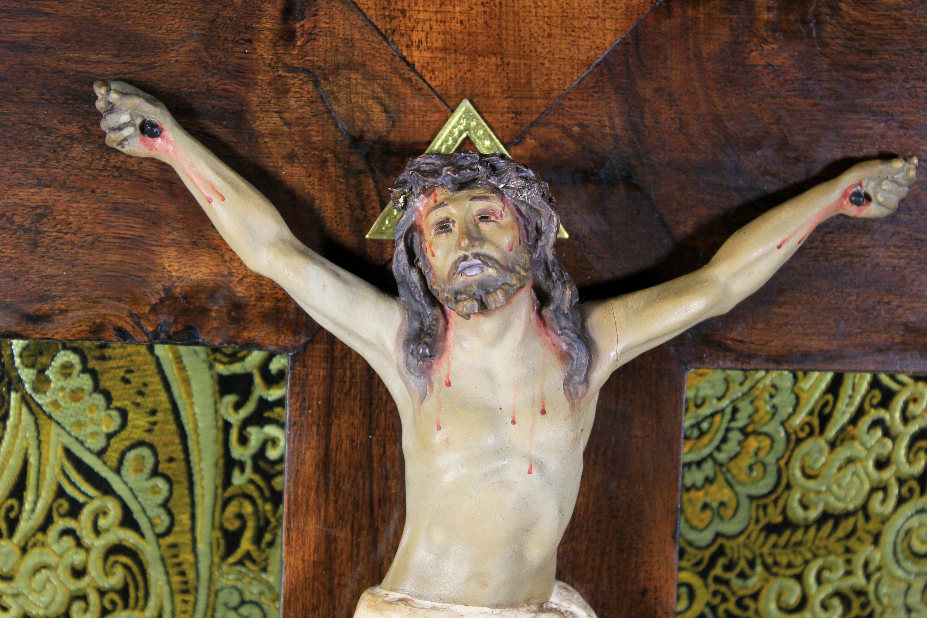 Crucifijo hecho a mano Cruz de pared, antiguas cruces católicas santas,  placa de talla floral de Jesucristo, crucifijo católico colgante,  decoración