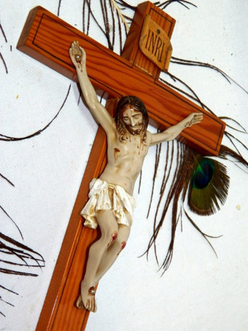 Small Wall Crucifix Christ Crucifix 30s Plaster Crucifix Etsy