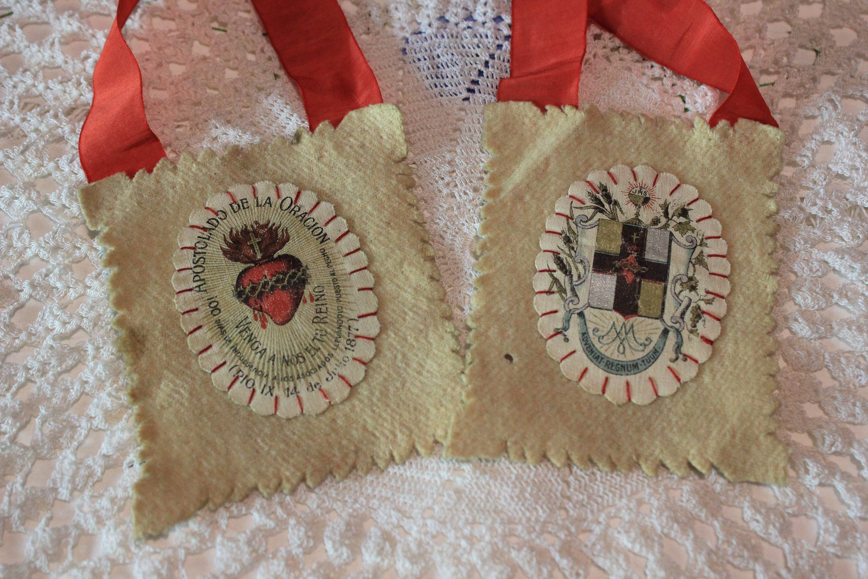 Scapular Colors Antique Scapular, Apostleship of Prayer Scapular, Silk Screen Printed ...