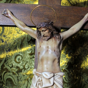 Crucifixo antigo, crucifixo de igreja, crucifixo antigo, crucifixo de gesso de mesa, crucifixo de Cristo, cruz de madeira