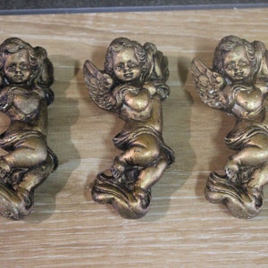 Vintage Angels Set, Antique Plaster Angels, Putti, Cherub Angels Sculptures, Children Angels, Religious Art, 1950s
