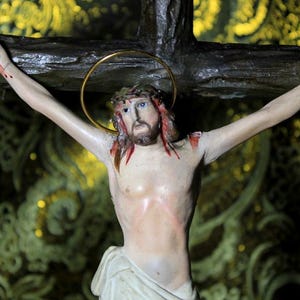 Table Crucifix, Wooden Carved Crucifix, Wooden Cross, Antique Crucifix, Christ-Carved Crucifix, Christian Religion, Spain