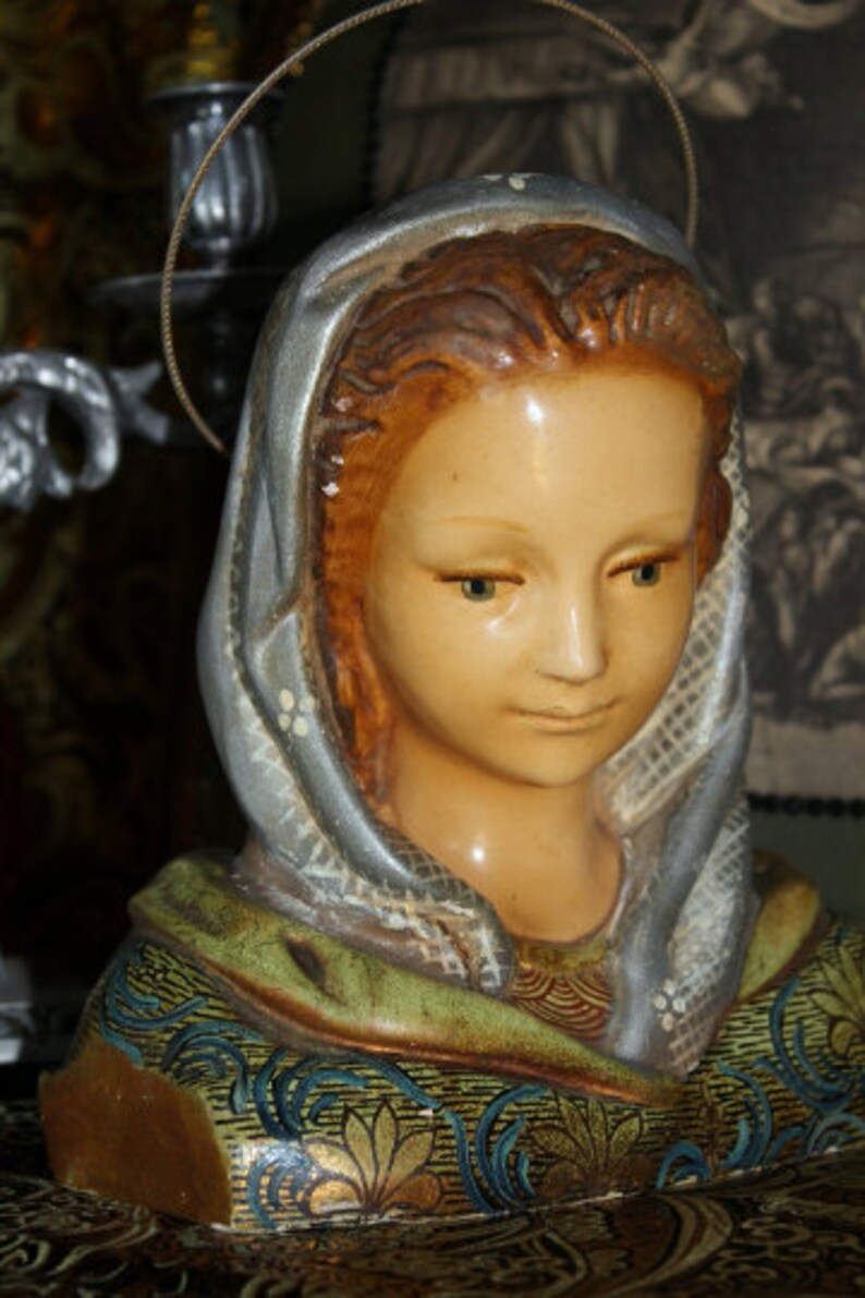 Antique Bust Virgin Mary Antique Virgin Plaster Sculpture | Etsy