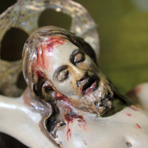 Antique Crucifix, Glass Eyes, Wall Crucifix, Christ Sculpture, Crucified Christ, Plaster Crucifix, Christ Crucifix, Wall Cross