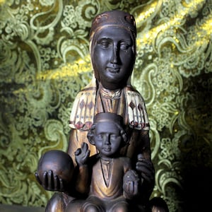 Virgin of Montserrat, Gothic Virgin, Antique Polychrome Virgin of Montserrat, Plaster Virgin, Barcelona