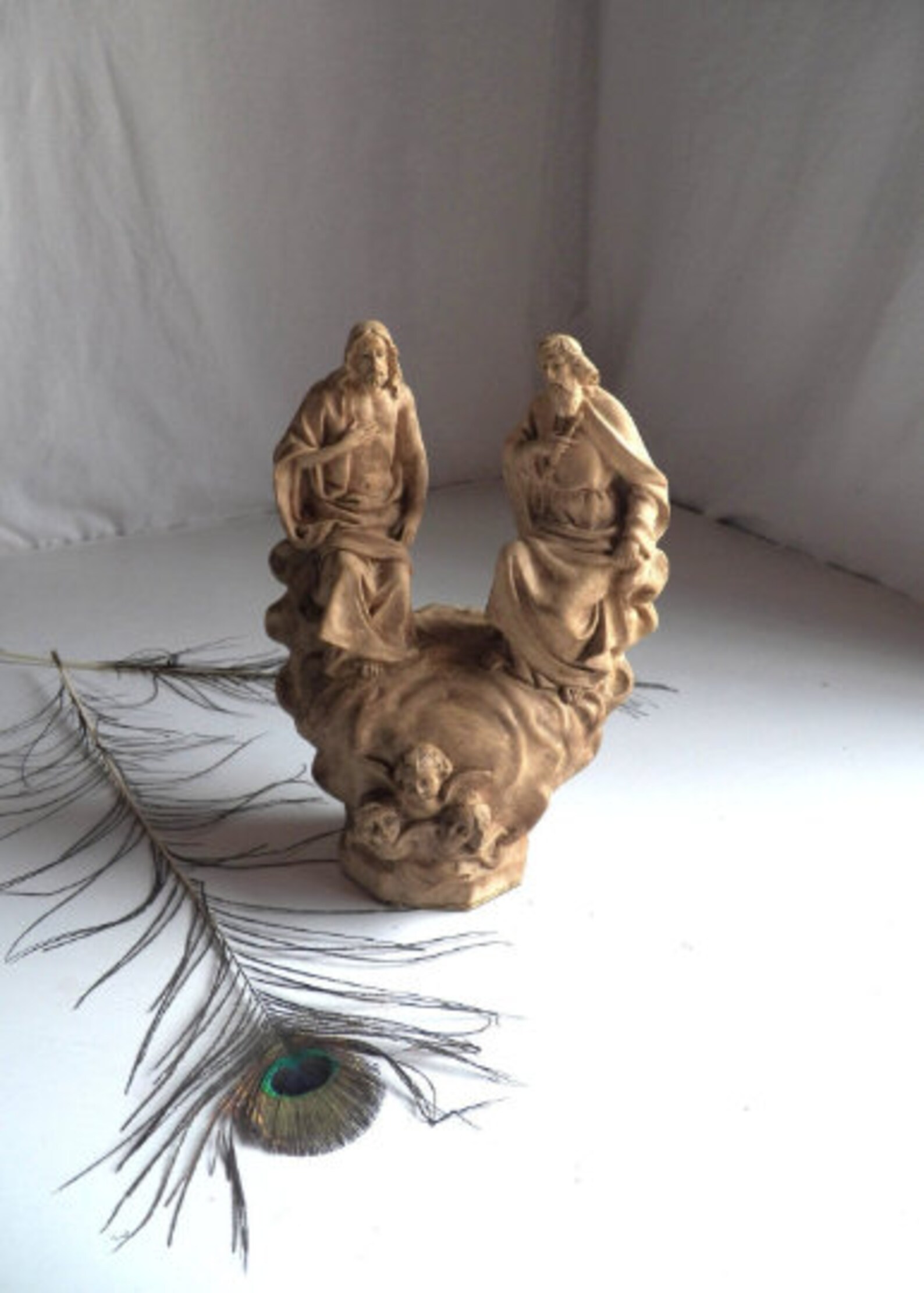 Sculpture Christ and God the Father Old Religious Sculpture Etsy