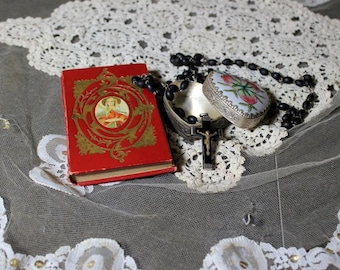 Antique missal &quot;The Way of Heaven&quot; box with rosary, Religious missal, Devotional book, Spanish prayer book, Miniature religious book
