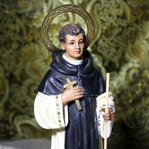 Santo Antigo, São Martinho de Porres, Figura Religiosa, Escultura Religiosa, Figura Santo, Escultura em Gesso, Santo, anos 60, Olot.