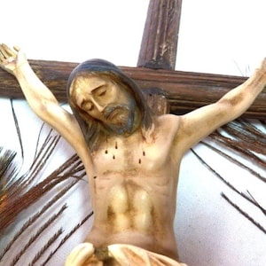Antique Plaster Crucifix, Spanish Crucifix, Wall Crucifix, Religious Crucifix, Christian Crucifix, Wooden Cross, Wall Hanger Crucifix