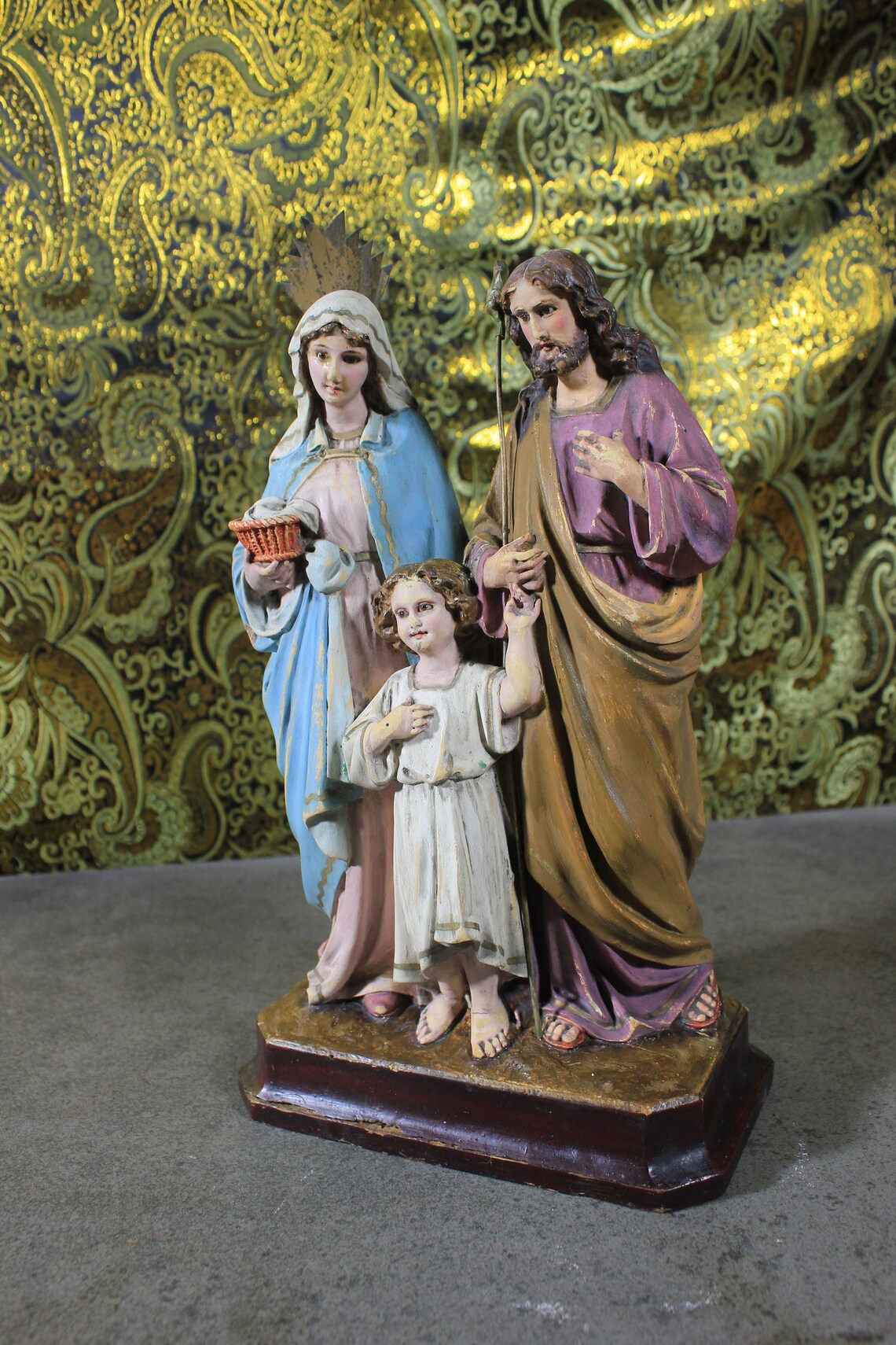 Holy Family Sculpture Ancient Holy Family Virgin Mary Etsy