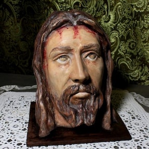 Antiguo Busto Cabeza de Jesús, Cabeza Jesús, Busto Jesús, Antiguo Cristo, Estatua Jesús, Escultura Escayola, Busto Años 60