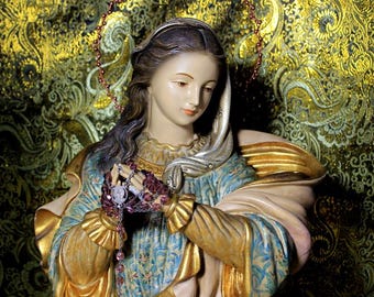 Antique Bust Virgin Mary, Antique Virgin Plaster, Sculpture Our Lady, Plaster Statue, Virgin Statue, Small Bust Mary, Bust Our Lady,