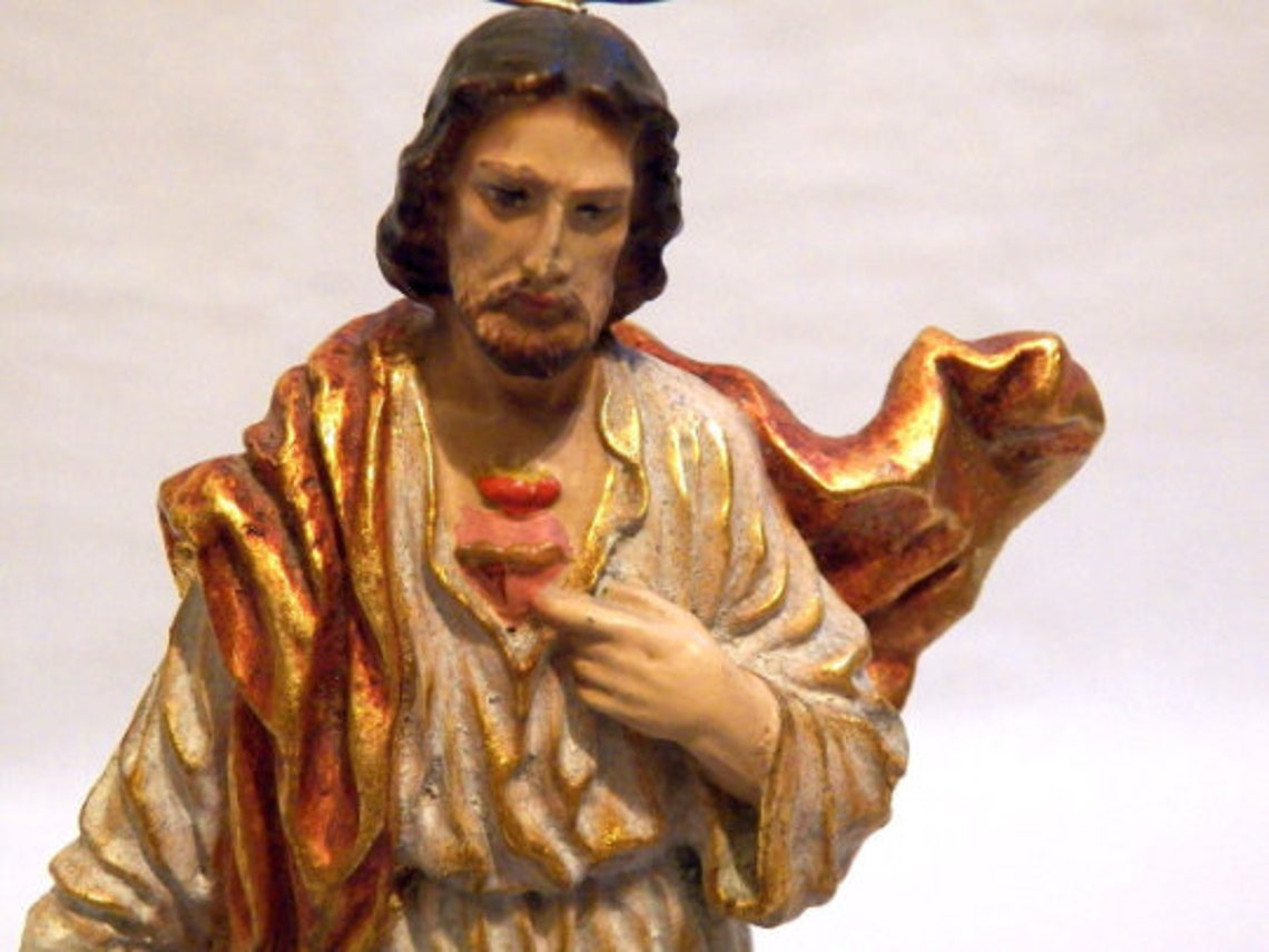 Sculpture of Christ Antique Christ Jesus Polychrome Etsy