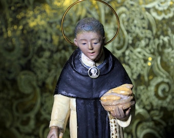 Antique Saint, Saint Martin de Porres, Religious Figure 27cm, Religious Sculpture, French Saint Figure, Plaster Sculpture, Saint, 40s