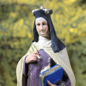 Saint Teresa of Ávila Sculpture, Ancient Saint Sculpture, Vintage Plaster Statue, Saint Statue, Crystal Eyes, Saint Figure