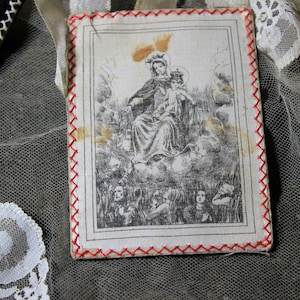 Antique Scapular, Virgen del Carmen Scapular,  Spanish Scapular, Religious Scapular