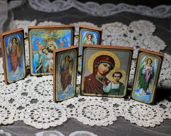 Small Wooden Triptychs, Virgin and Child Triptychs, Greek Illuminated Triptychs,