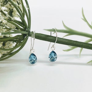 Sterling silver earrings, March birthstone earrings, March birthday, aquamarine earrings, friend birthday gift for her, earrings for women