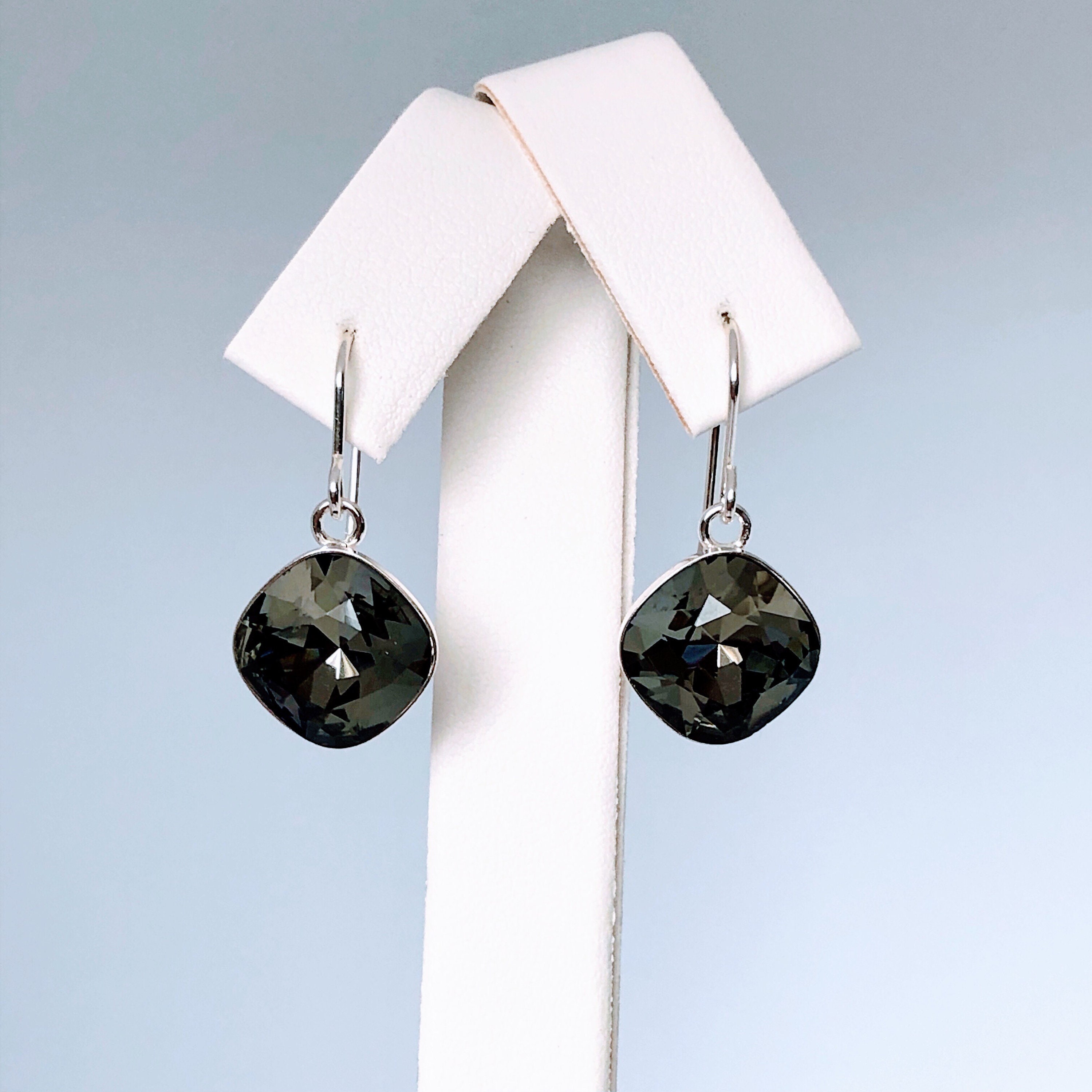 Sterling silver drop earrings black diamond earrings dangle Etsy.de