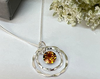 Sterling silver necklace, November birthstone necklace, topaz pendant, November birthday, friend birthday gift for her, necklaces for women