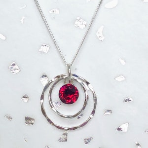 Sterling silver necklace, July birthstone necklace, July birthday, red necklace, gift for her, necklaces for women, ruby pendant