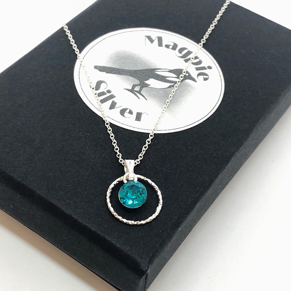 December birthstone necklace, sterling silver necklace, December birthday, blue zircon necklace, necklaces for women