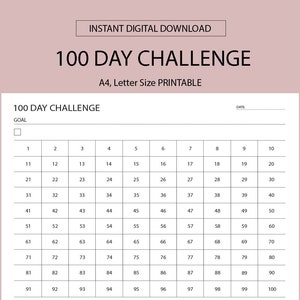 Défi paysager de 100 jours imprimable, agenda mensuel PDF, fixation d&#39;objectifs, suivi des progrès, suivi des habitudes, renforcement des habitudes
