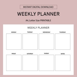 Minimalist Weekly Planner Printable: A4/Letter Landscape (Digital Download)