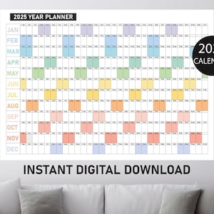Calendrier mural géant 2025 : agenda annuel (téléchargement numérique)