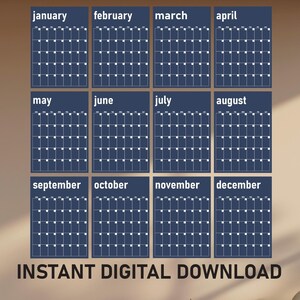 Large Monthly Wall Calendar PDF, Office Calendar, Family Calendar, Monthly Wall Planner, Yearly Wall Calendar, Yearly Wall Planner