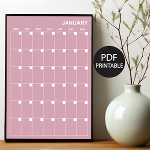 Large Monthly Wall Calendar A3 A4, Pastel PDF Wall Planner, Undated Wall Calendar, Monthly Wall Planner, Minimalist Calendar, Boho Calendar
