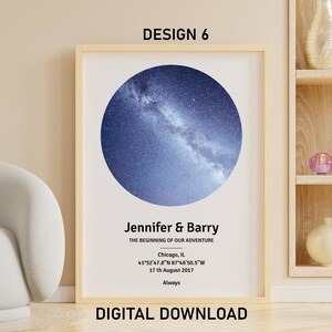 Mappa stellare personalizzata stampabile, regalo di anniversario "La notte in cui ci siamo incontrati", cielo notturno stampabile, poster mappa stellare, regalo di nozze, costellazione stampabile