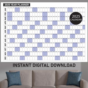 Large Monthly Wall Planner 2025 PDF, Giant Wall Calendar 2025, Large Wall Calendar, Minimalist Wall Planner, Monthly Planner, Yearly Planner