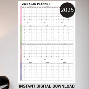 Agenda mural 2025 : grand calendrier mensuel (téléchargement numérique)
