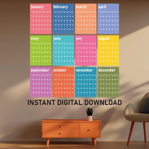 Large Monthly Wall Calendar PDF, Office Wall Calendar, Family Wall Calendar, Monthly Wall Planner, Yearly Wall Calendar, Yearly Wall Planner