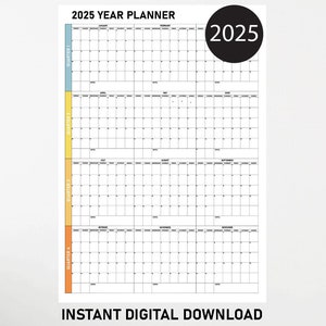 Agenda mural 2025 : grand calendrier mensuel (téléchargement numérique)