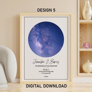 Mappa stellare personalizzata stampabile, regalo di anniversario "La notte in cui ci siamo incontrati", cielo notturno stampabile, poster mappa stellare, regalo di nozze, costellazione stampabile