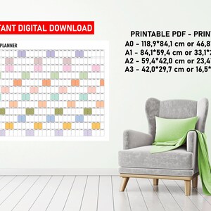 Giant Wall Calendar 2025 Printable PDF, 2025 Wall Planner, Large Wall ...