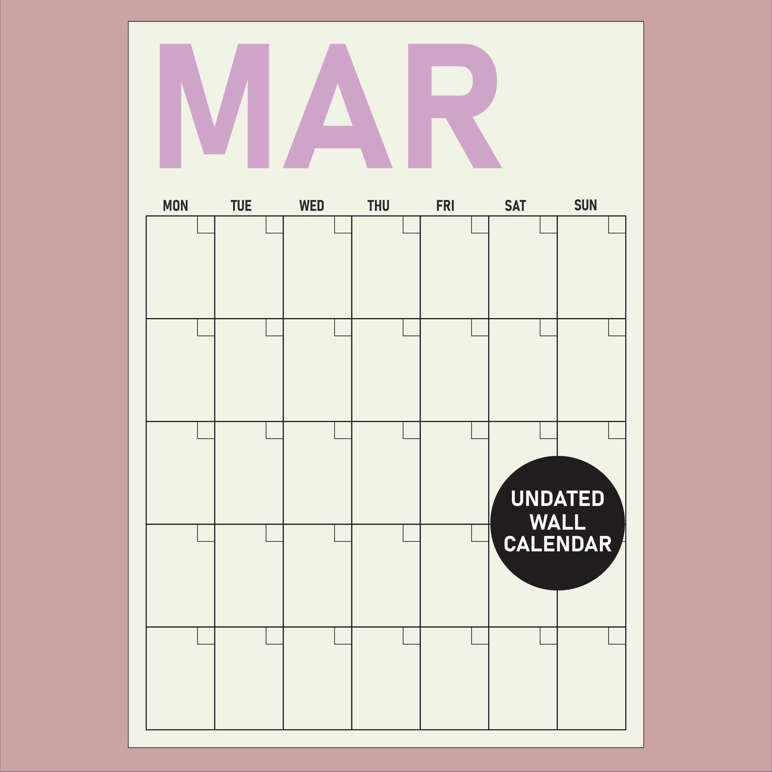 Large Monthly Wall Calendar Printable Bright, Pastel Wall Planner 2025