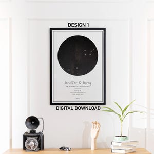 Carte des étoiles personnalisée à imprimer avec date, ciel nocturne, carte des étoiles personnalisée, cadeau d'anniversaire, cadeau de mariage, cadeau de fête des mères, cadeau pour elle