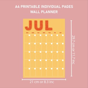 Large Monthly Wall Planner Printable Bright, Pastel Wall Calendar 2025 ...