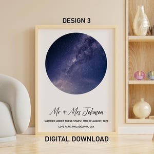 Benutzerdefinierte Sternenkarte Posterdruck, Nachthimmel Jubiläum Hochzeit Baby Geburtstag, Sofort Download, Last Minute Geschenkidee, personalisierte Sternenkarte