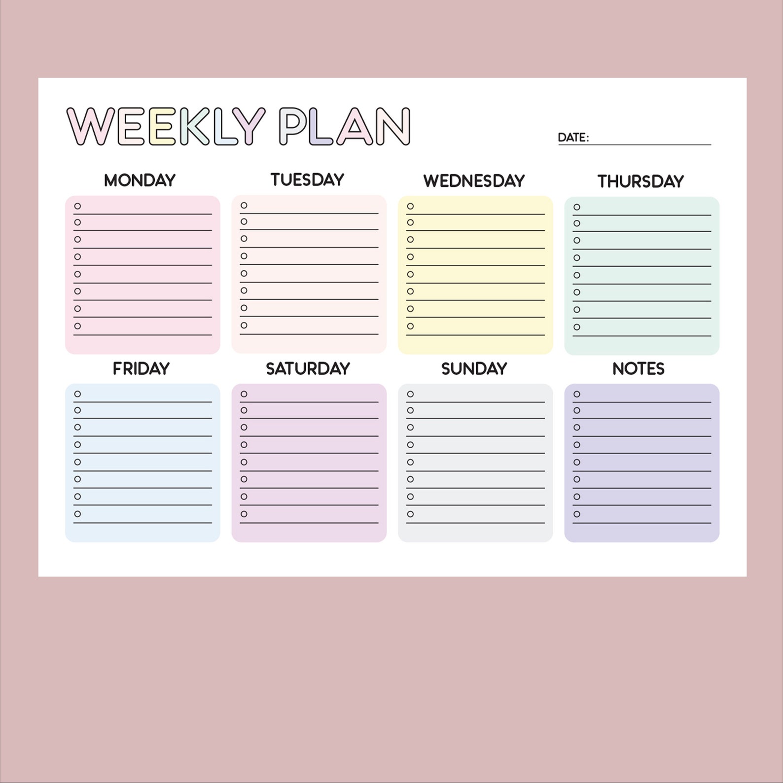 Weekly Schedule for Kids Printable, Weekly Homeschool Schedule, Weekly ...